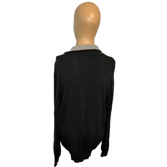 Valda by Tosacano Men's Cotton Blend Pullover 1/4 Zip Sweater Black Gray Size XL - Picture 4 of 6